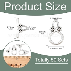 50 комплект колец в тибетском стиле с застежками-тоглами из сплава&nbsp;FIND-YW0009-76