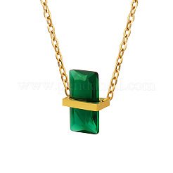 Colliers pour femmes avec pendentif rectangulaire en verre et chaîne en acier inoxydable 304.&nbsp;FS-WGAF7A7-05