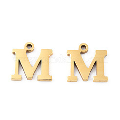 ステンレススチールチャーム201個  アルファベット  文字.m  8.5x8.5x1mm  穴：1mm&nbsp;STAS-N091-176M-LG