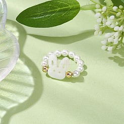 Растягивающиеся кольца с круглыми ракушками RJEW-JR00689-01