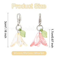 8 шт. 8-х цветные акриловые подвесные украшения-цветы HJEW-FS00034-01