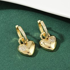 Латунные серьги-кольца из прозрачного кубического циркония EJEW-S275-01G