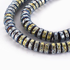Fili di perle di roccia lavica naturale elettrodeposta&nbsp;X-G-T114-69H