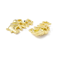 Шармы-соединители из латуни с микропаве из прозрачного и черного кубического циркония&nbsp;KK-G421-01LG