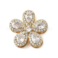 Звенья из латуни с одним лепестком и кубическим цирконием в виде многорядного цветка&nbsp;KK-I276-30G