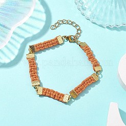 Braccialetti con catena a maglie rettangolari intrecciate in poliestere cerato&nbsp;BJEW-JB10000