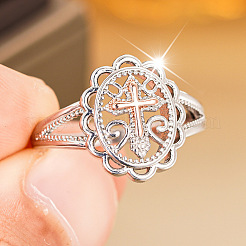 Женские перстни из латуни с овальным узором и крестом&nbsp;FS-WG4621C-02