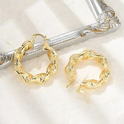 Серьги-кольца из латуни с витым кольцом&nbsp;LS-EJEW-B117-01G