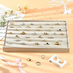 Имитация мешковина кольцо ювелирных изделий дисплеи&nbsp;X-RDIS-G002-03