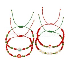 4-teiliges Set verstellbarer Weihnachtsarmbänder aus Glas- und Kunststoffperlen für Damen&nbsp;YO6300