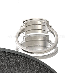 女性用テクスチャ長方形 304 ステンレススチール指輪  ステンレス鋼色  内径：17mm&nbsp;RJEW-L126-05B-05P