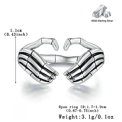Хеллоуин 925 регулируемые манжеты из стерлингового серебра с открытыми кольцами CH2123