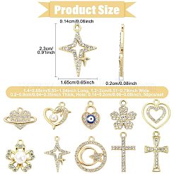 50 Stück 10 Stile Legierung Kristall Strass Anhänger&nbsp;ALRI-FS0001-14