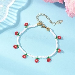 Armbänder mit floralen Glasperlen für Damen&nbsp;BJEW-MZ00306