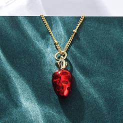 Латунные ожерелья с эмалевым кулоном из огнеупорного кирпича для женщин NJEW-K381-08C-G