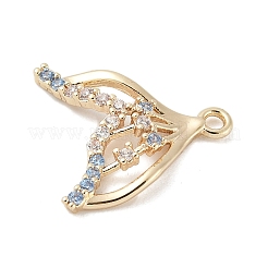 Подвески-коннекторы с изображением морских животных из латуни с паве светло-голубого цвета и прозрачного кубического циркония&nbsp;LS-KK-M326-07B-G