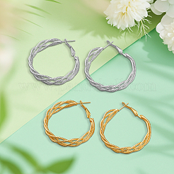 4 пара двухцветных железных сережек-колец&nbsp;EJEW-HY0001-59
