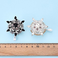 Вращающиеся бусины из сплава со стразами в форме снежинки OACR-N141-02