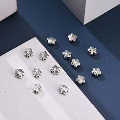 チベット風合金ビーズ  花  アンティークシルバー  鉛フリー＆カドミウムフリー  6x6x3mm  穴：1mm&nbsp;LF10721Y