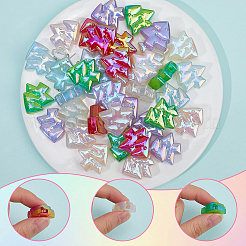 48 шт. 6 цвета рождественской радуги переливающиеся акриловые бусины с покрытием MACR-SP0001-34