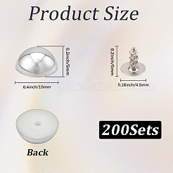 プラスチックボタン200個  半円  銀  10x5mm&nbsp;KY-CL0001-01C
