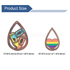 48 pièce 12 styles de grands pendentifs en bois de tremble imprimés sur une seule face&nbsp;WOOD-CA0001-72