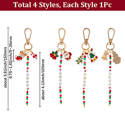4 stücke 4 arten weihnachten glas samen & legierung emaille anhänger dekorationen&nbsp;HJEW-SP0001-47