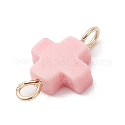 Подвески-крестики розового цвета с синтетическим коралловым оттенком PALLOY-JF04222-02