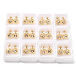 Плоские круглые серьги-гвоздики из нержавеющей стали 304 EJEW-F396-01G-02