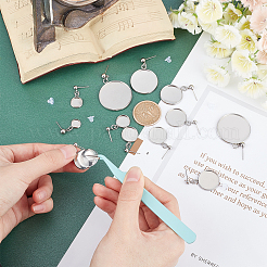 18 шт. 9 плоских круглых серег-гвоздиков из нержавеющей стали 304 STAS-UN0027-32