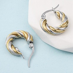 Двухцветные серьги-кольца из нержавеющей стали 304 EJEW-B150-01A