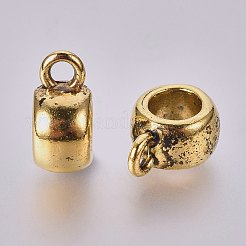 チベット風チャームベイル  保釈ビーズ  カドミウムフリー＆ニッケルフリー＆鉛フリー  アンティークゴールデンカラー  バレル  約11.5mm長  8 mm幅  厚さ5.5mm  4.8mm内径  穴：2mm&nbsp;GLF10439Y-NF