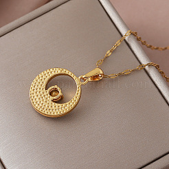 Collares vintage con colgante de luna de resina y acero inoxidable 304 con vidrio transparente para mujer.&nbsp;LS-IK8705