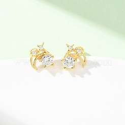 S995 серьги-гвоздики из стерлингового серебра с прозрачным кубическим цирконием&nbsp;EJEW-C179-02G