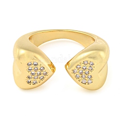 Открытое кольцо на палец из латуни с микропаве и кубическим цирконием&nbsp;RJEW-C069-05B-G