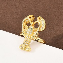 Латунные микро проложить манжеты кольца кубического циркония&nbsp;RJEW-C145-01A-G