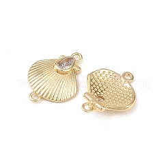 Подвески-соединители в форме ракушки из латуни с кубическим цирконием&nbsp;KK-L255-10G