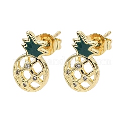 Boucles d'oreilles à tige en laiton et micro pavé de zircones cubiques&nbsp;EJEW-F383-02G-01