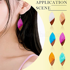 12шт 6 цвета прозрачной смолы и орехового дерева большие подвески&nbsp;RESI-TA0003-42