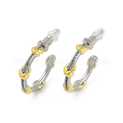 Orecchini a bottone in ottone a forma di C con micro pavé di zirconi cubici trasparenti per donna&nbsp;EJEW-Q391-29PG