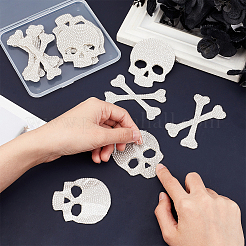 6 Set Totenkopfknochen-Glitzer-Strass&nbsp;DIY-FH0003-71