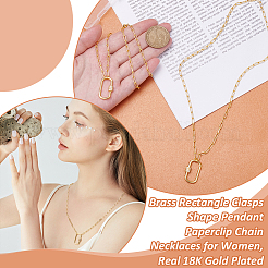 2 шт. латунные прямоугольные застежки-скрепки в форме подвески на цепочке для женщин&nbsp;NJEW-UN0001-76