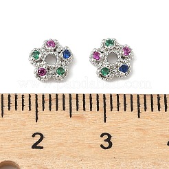 Латунные колпачки для бусин с микропаве и разноцветными фианитами&nbsp;KK-V015-07P