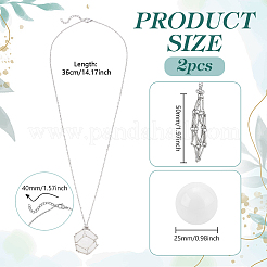 2 шт. латунный мешочек из макраме с натуральным кварцевым кристаллом&nbsp;NJEW-PH01599