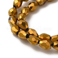 電気メッキガラスビーズセット  多面カット  ティアドロップ  黄金メッキ  7x5mm  穴：1mm  約65~67個/連  18~18.5インチ（45.5~46.9cm）&nbsp;EGLA-D017-7x5mm-3