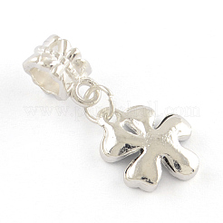 Silberfarben plattierte Blume Metalllegierung Emaille europäische baumeln Charms&nbsp;X-ENAM-Q421-28