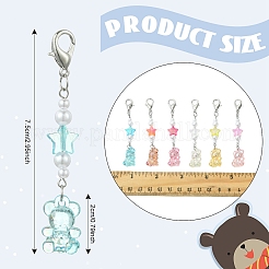 12 шт. 6-х цветный медведь из акрила и АБС-пластика имитация жемчуга подвеска украшения&nbsp;HJEW-YW00128