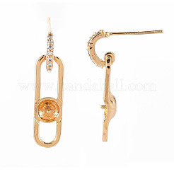 Серьги-гвоздики с подвесками из латуни с прозрачным фианитом и прозрачным фианитом KK-T062-73G-NF