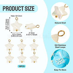 10 pendentif étoile en coquillage naturel&nbsp;SHEL-TA0001-36