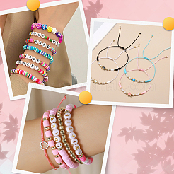 Наборы для изготовления браслетов из полимерной глины и эмалевых бусин с подвесками на тему Дня святого Валентина DIY-SP0003-43